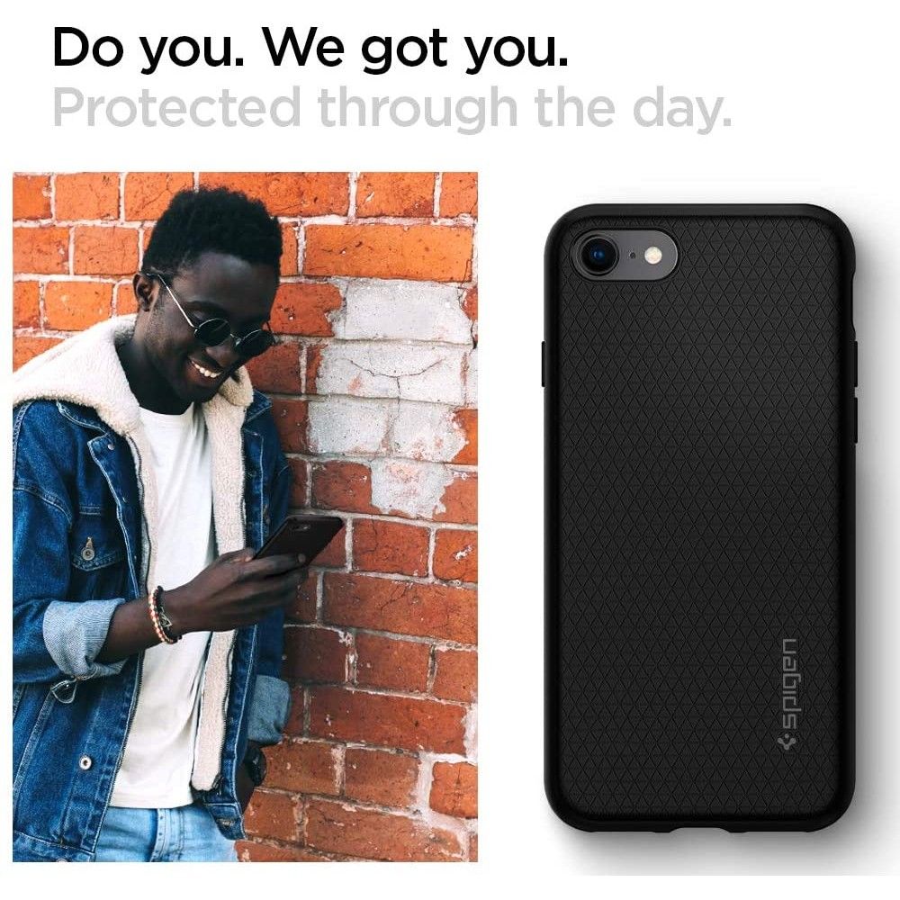 Husa pentru Apple iPhone SE (2022) / SE (2020) / 8 / 7, Spigen, Liquid Air, Neagra 042CS20511