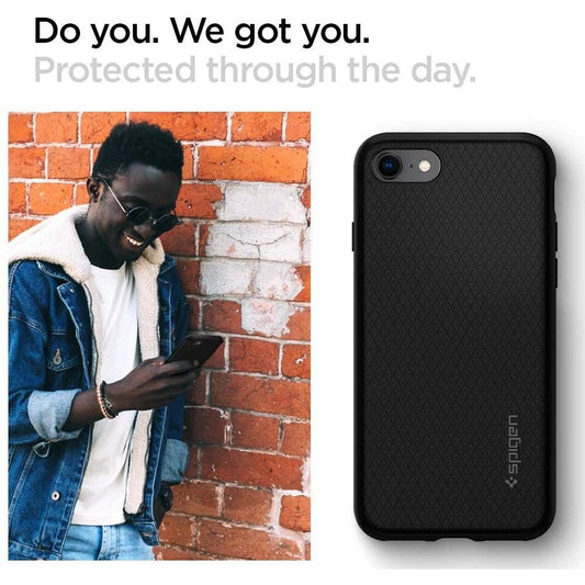 Husa pentru Apple iPhone SE (2022) / SE (2020) / 8 / 7, Spigen, Liquid Air, Neagra 042CS20511
