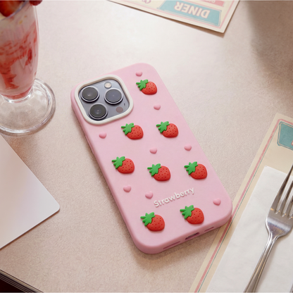 Husa pentru Apple iPhone 15 / 14 / 13, OEM, Strawberry, Roz