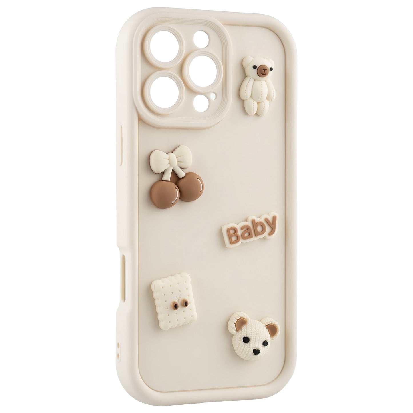 Husa pentru Apple iPhone 16 Pro Max, OEM, Ultra Trendy 3D Bear, Bej