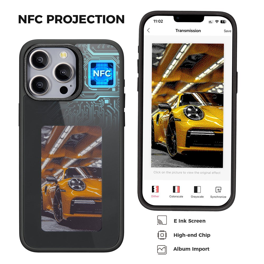 Husa pentru Apple iPhone 15 Pro, OEM, Display Customized E-Ink, Neagra