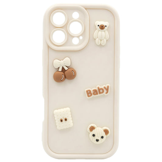 Husa pentru Apple iPhone 16, OEM, Ultra Trendy 3D Bear, Bej