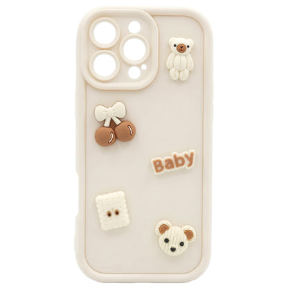 Husa pentru Apple iPhone 16 Pro Max, OEM, Ultra Trendy 3D Bear, Bej