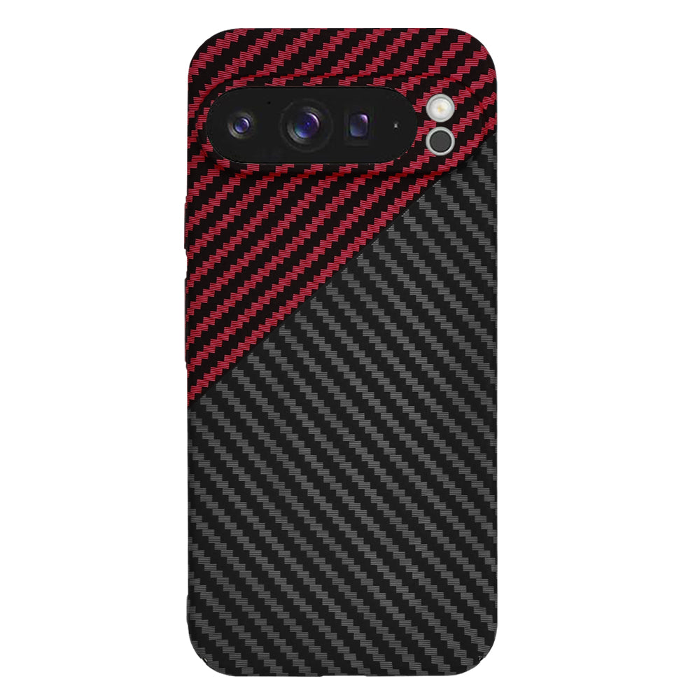 Husa pentru Google Pixel 9 Pro XL, Techsuit, Carbonite FiberShell, Neagra Rosie