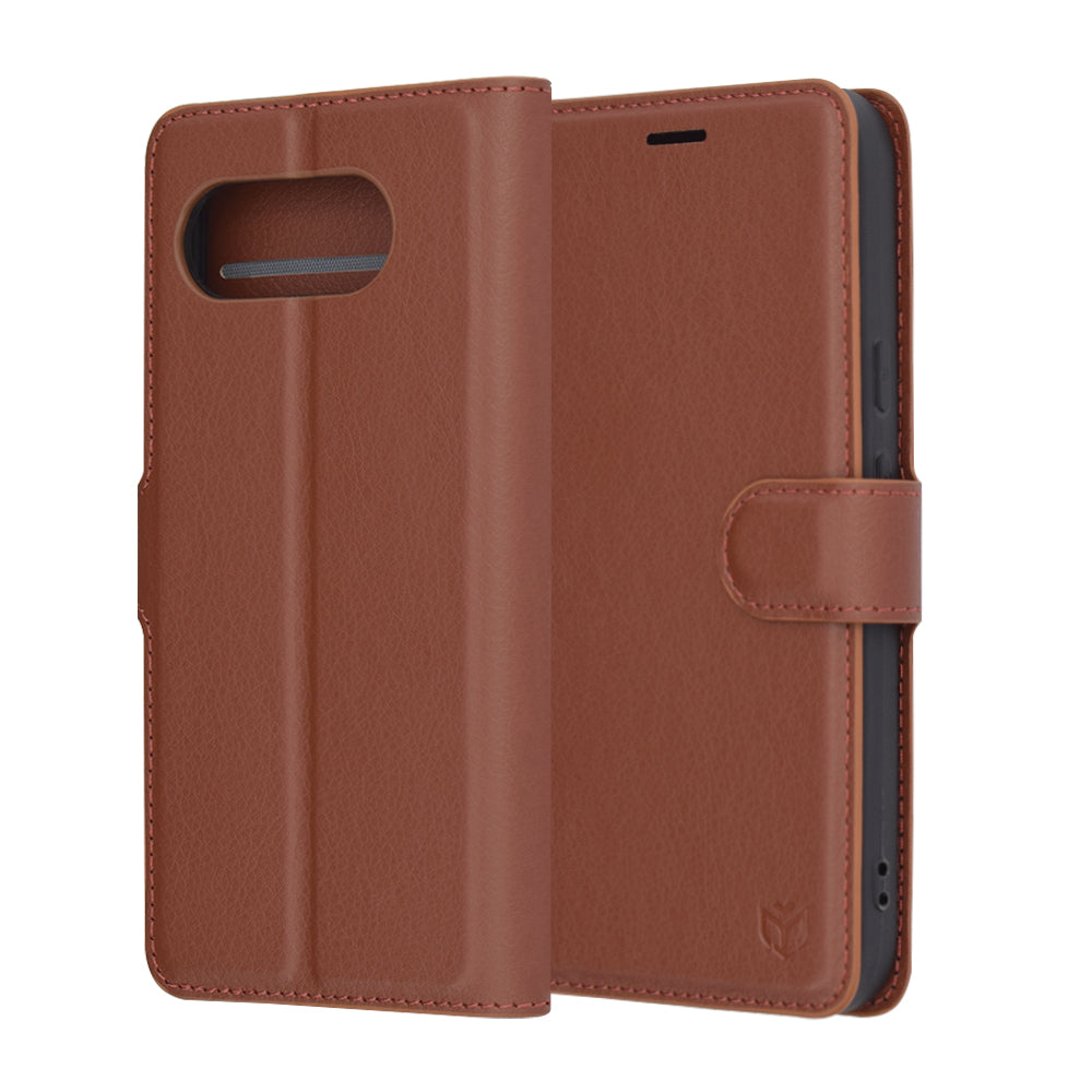 Husa pentru Google Pixel 9a, Techsuit, Leather Folio, Maro