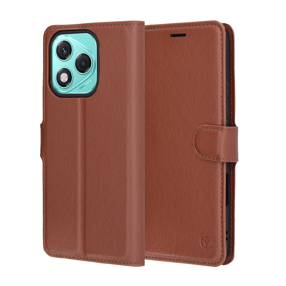 Husa pentru Honor 400 Lite, Techsuit, Leather Folio, Maro