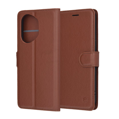 Husa pentru Honor 400, Techsuit, Leather Folio, Maro