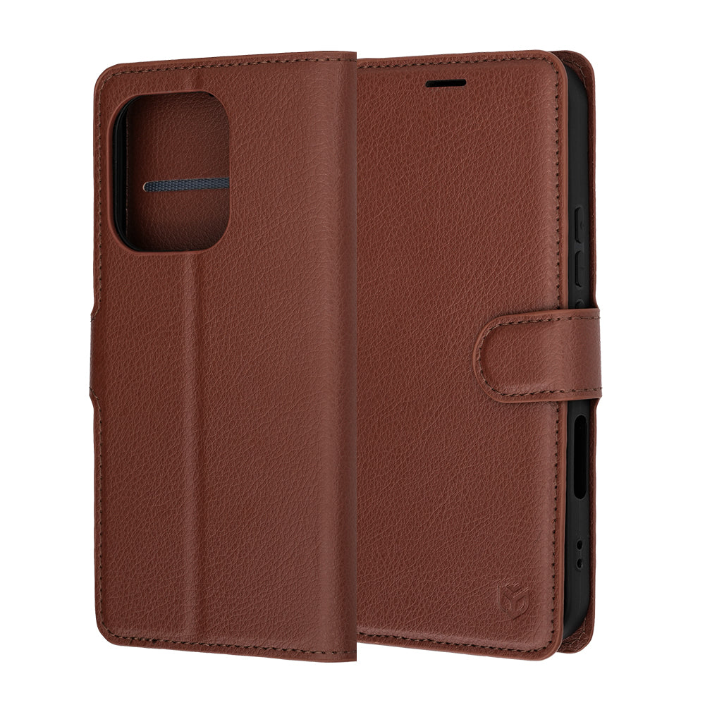 Husa pentru Honor 600 Lite, Techsuit, Leather Folio, Maro