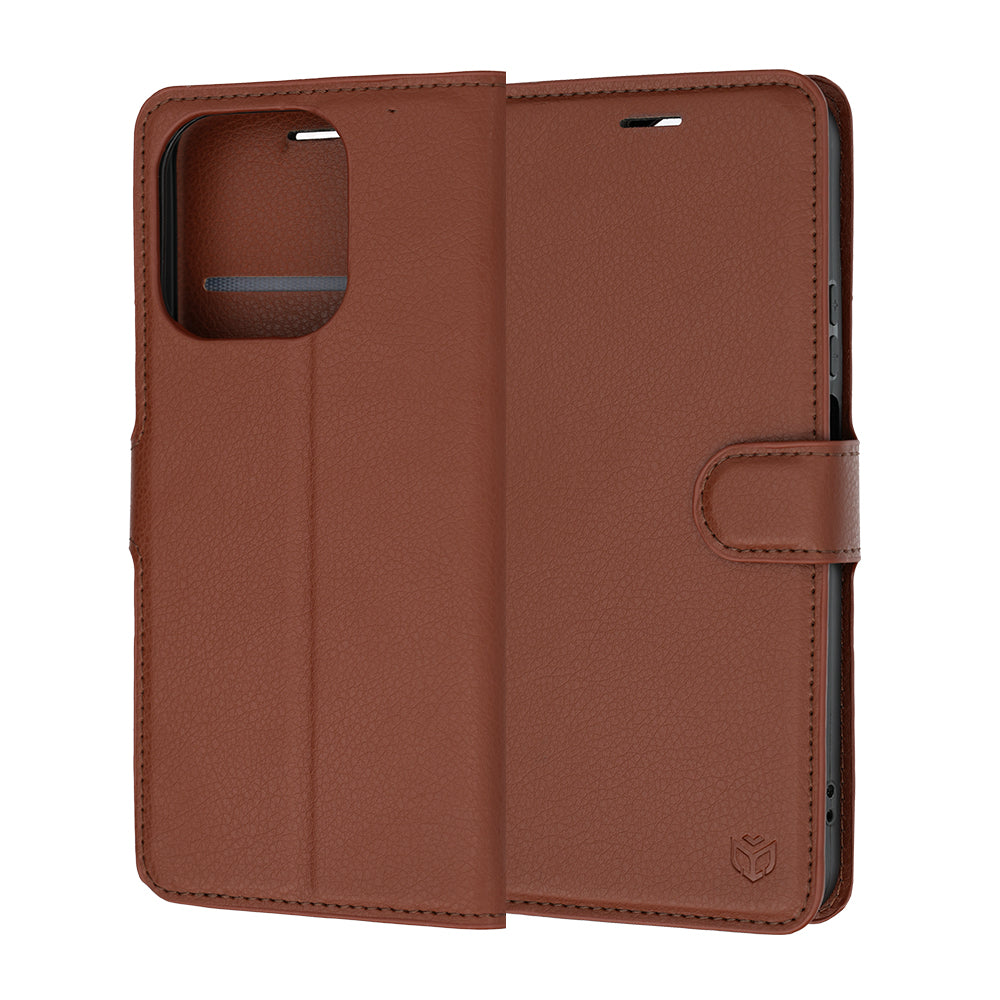 Husa pentru Honor 600 Smart, Techsuit, Leather Folio, Maro