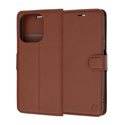 Husa pentru Honor 600 Smart, Techsuit, Leather Folio, Maro