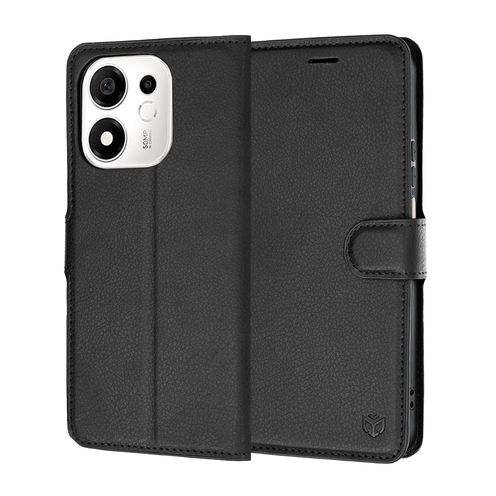 Husa pentru Honor 600 Smart, Techsuit, Leather Folio, Neagra
