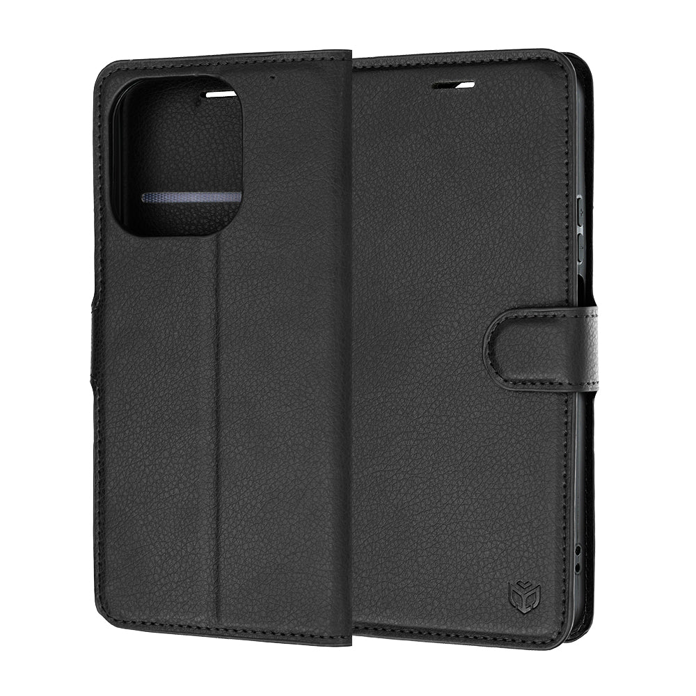 Husa pentru Honor 600 Smart, Techsuit, Leather Folio, Neagra