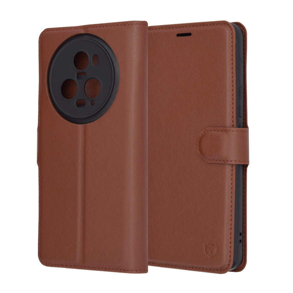 Husa pentru Honor Magic5 Pro, Techsuit, Leather Folio, Maro