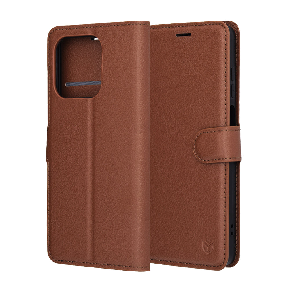 Husa pentru Honor X5c Plus, Techsuit, Leather Folio, Maro