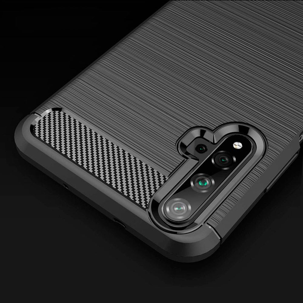 Husa pentru Huawei nova 5T / Honor 20, Techsuit, Carbon, Neagra