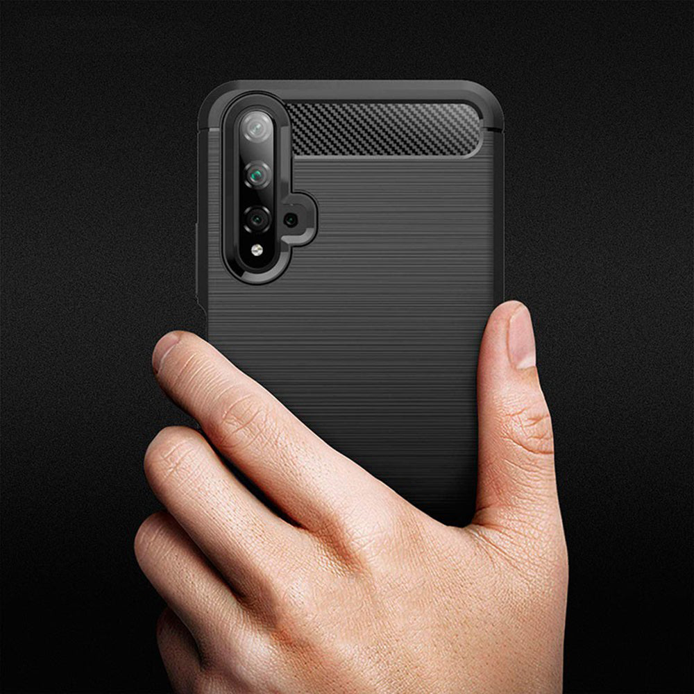 Husa pentru Huawei nova 5T / Honor 20, Techsuit, Carbon, Neagra