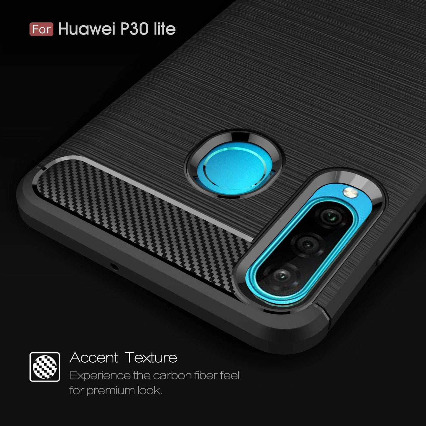 Husa pentru Huawei P30 lite New Edition / P30 lite, Techsuit, Carbon, Neagra