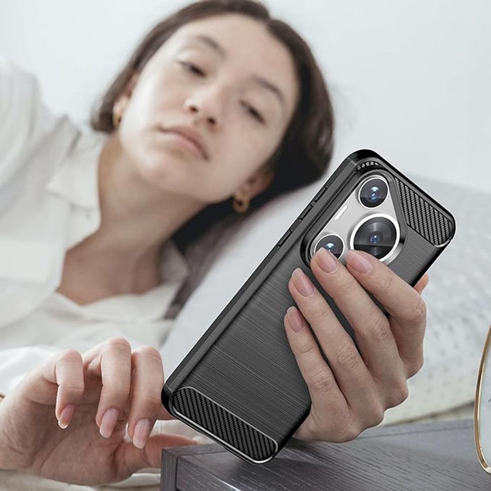 Husa pentru Huawei Pura 70, Techsuit, Carbon, Albastra