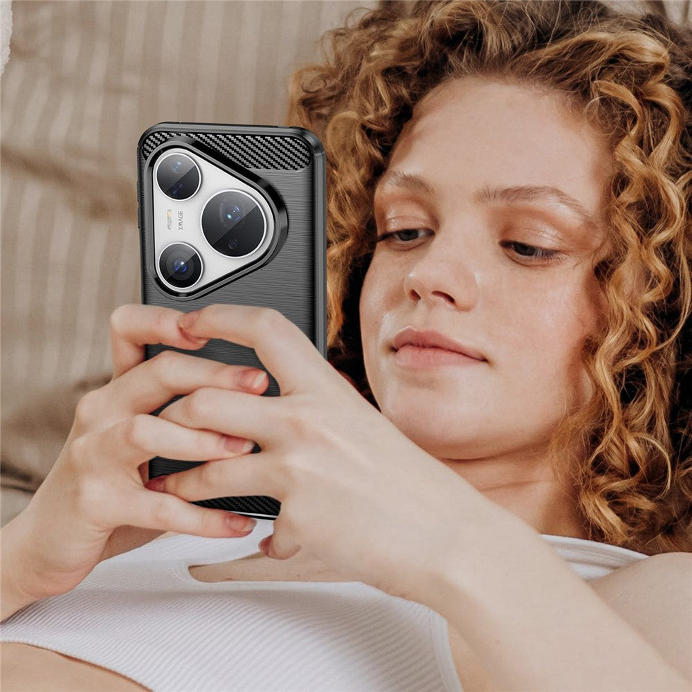 Husa pentru Huawei Pura 80 Pro / Pura 80 Ultra, Techsuit, Carbon, Neagra