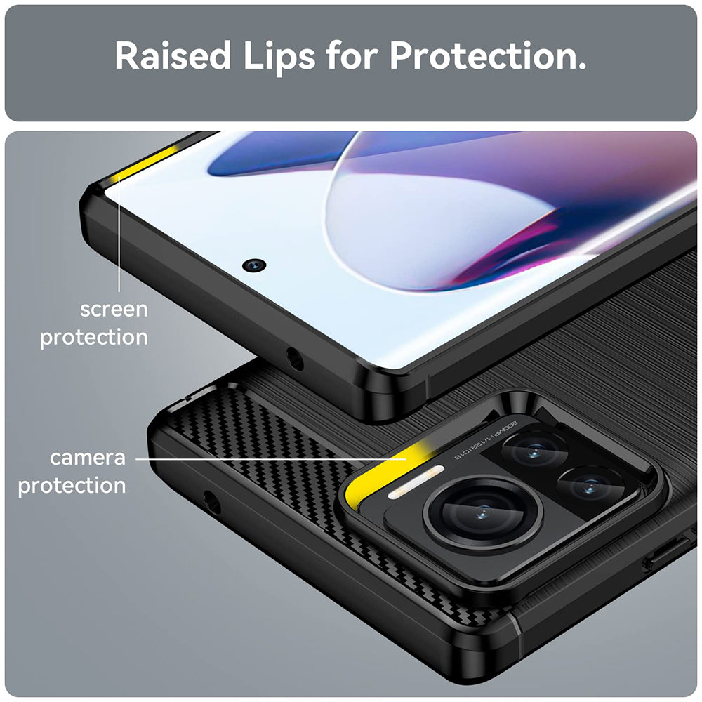 Husa pentru Motorola Edge 30 Ultra, Techsuit, Carbon, Neagra