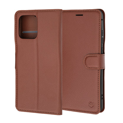 Husa pentru Motorola Edge 70 Fusion, Techsuit, Leather Folio, Maro