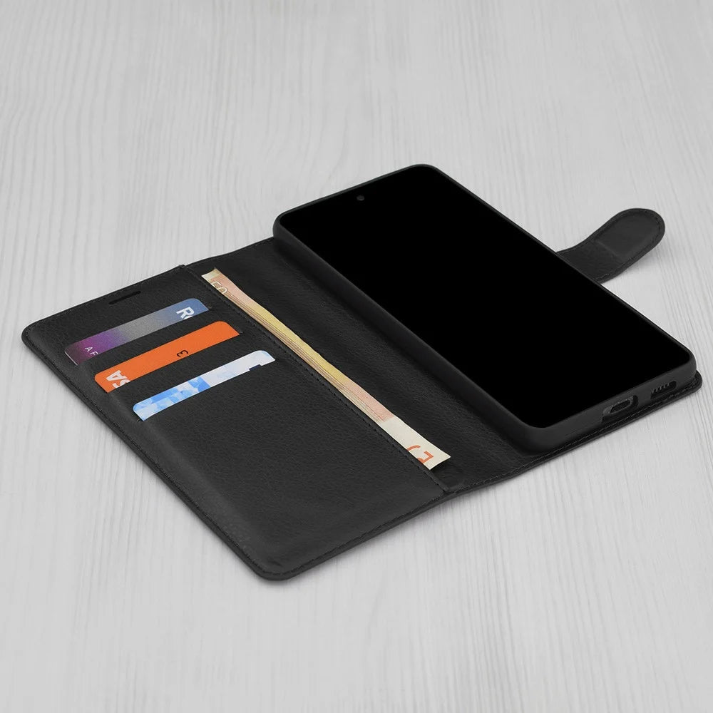 Husa pentru Motorola Moto G85, Techsuit, Leather Folio, Neagra