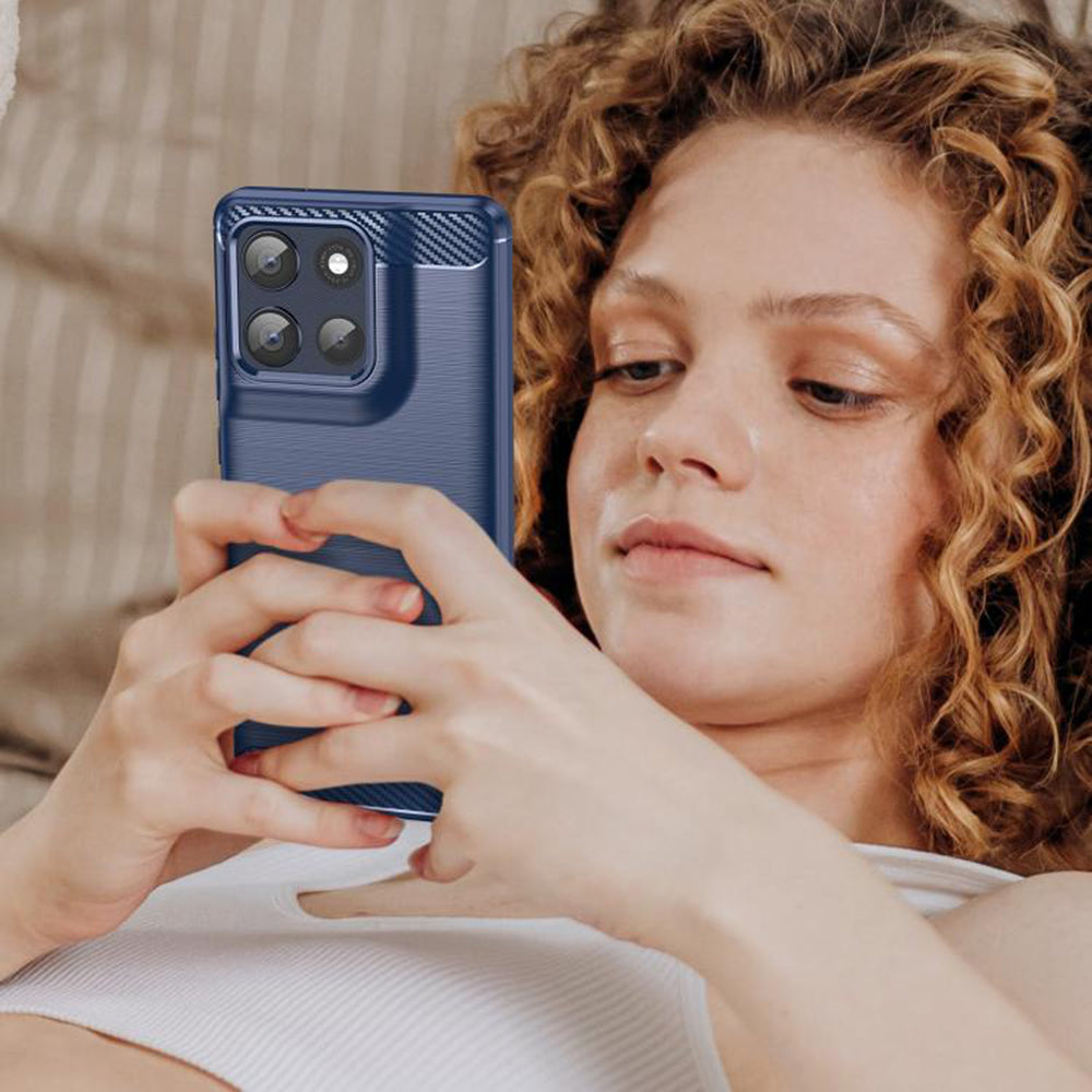 Husa pentru Motorola Moto G86, Techsuit, Carbon, Albastra