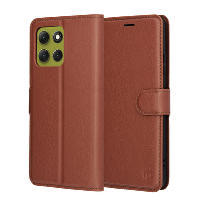 Husa pentru Motorola Moto G86, Techsuit, Leather Folio, Maro