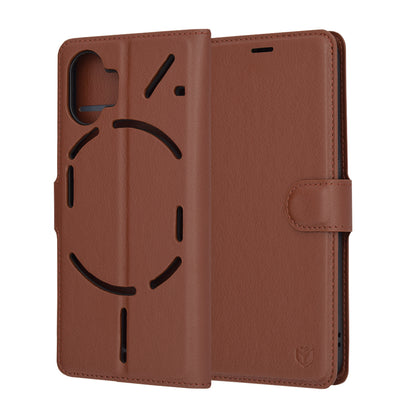 Husa pentru Nothing Phone (2), Techsuit, Leather Folio, Maro