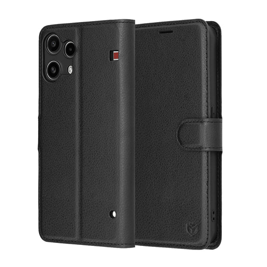 Husa pentru Nothing Phone (3a) Lite, Techsuit, Leather Folio, Neagra