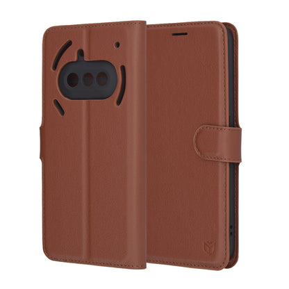 Husa pentru Nothing Phone (3a), Techsuit, Leather Folio, Maro