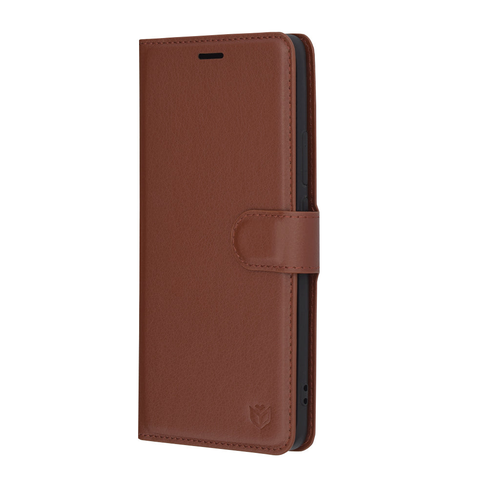 Husa pentru Oppo Reno12, Techsuit, Leather Folio, Maro