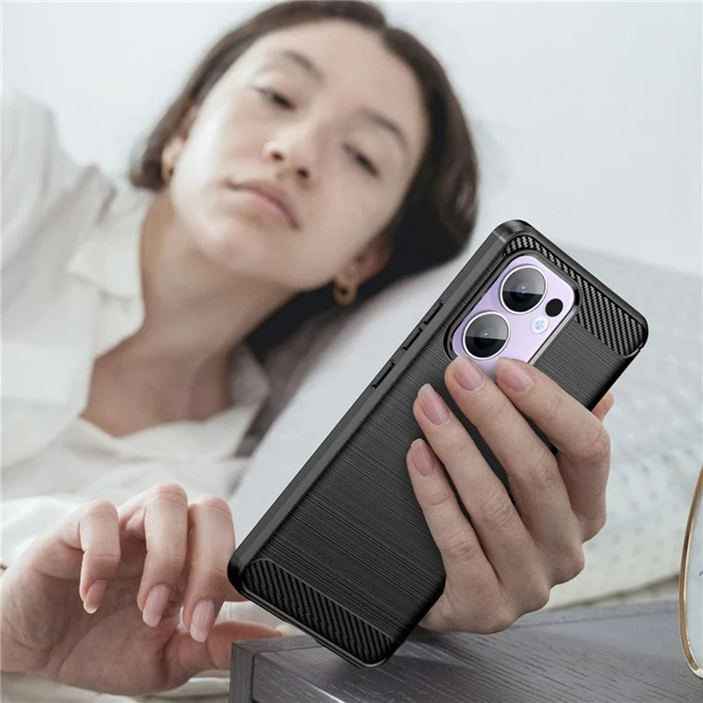Husa pentru Oppo Reno13, Techsuit, Carbon, Neagra