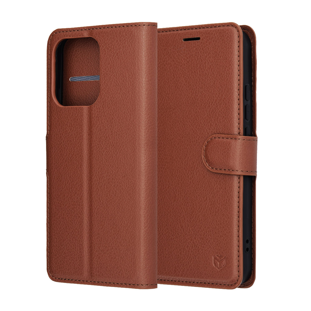 Husa pentru Oppo Reno14, Techsuit, Leather Folio, Maro