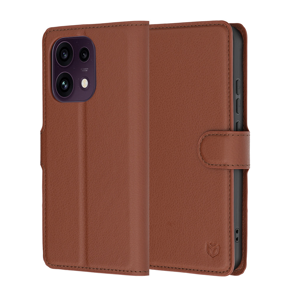 Husa pentru Oppo Reno16 F / Reno16 FS, Techsuit, Leather Folio, Maro