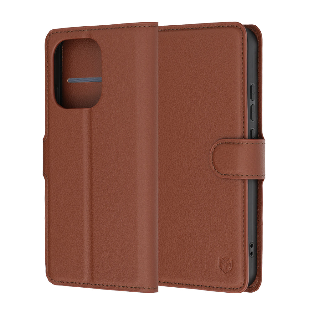 Husa pentru Oppo Reno16 F / Reno16 FS, Techsuit, Leather Folio, Maro