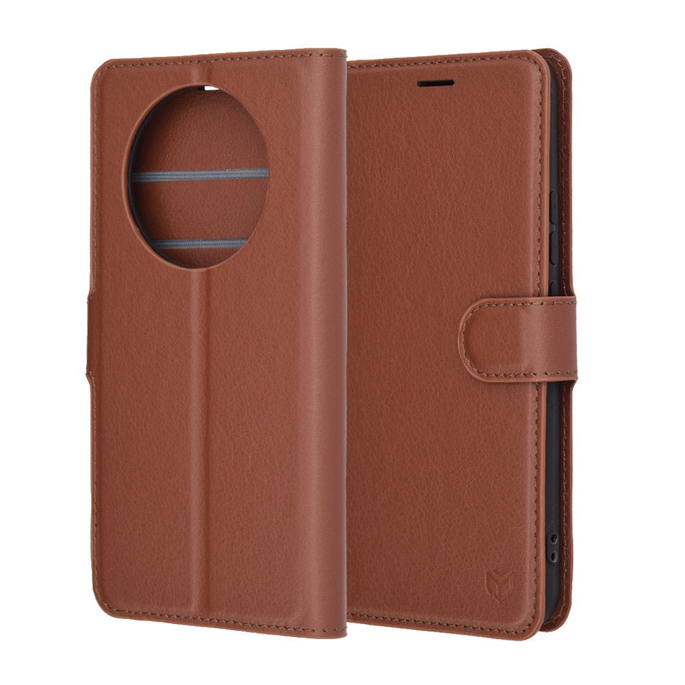 Husa pentru Realme 14 Pro, Techsuit, Leather Folio, Maro
