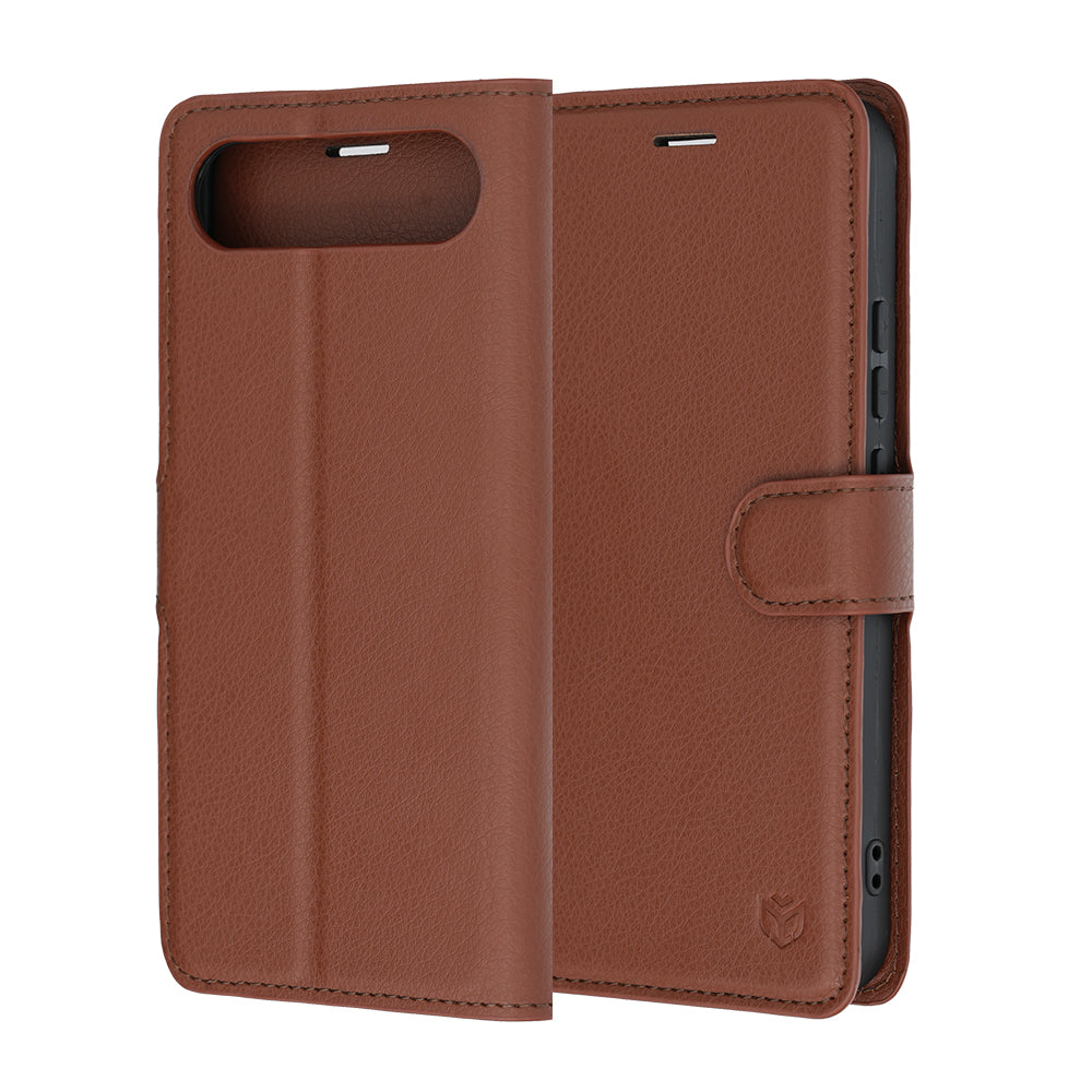 Husa pentru Realme 16, Techsuit, Leather Folio, Maro