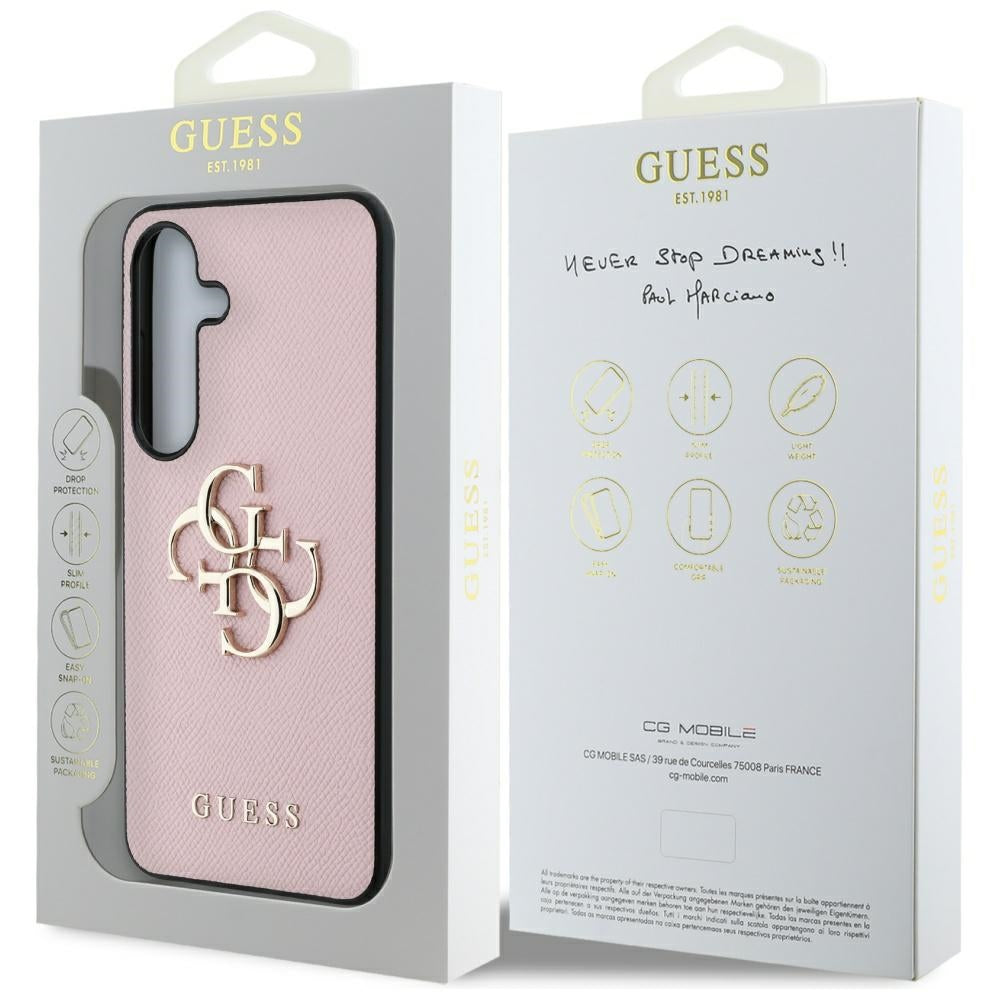 Husa pentru Samsung Galaxy S25+ S936, Guess, 4G Grained Big and Classic Logo, Roz, Resigilata
