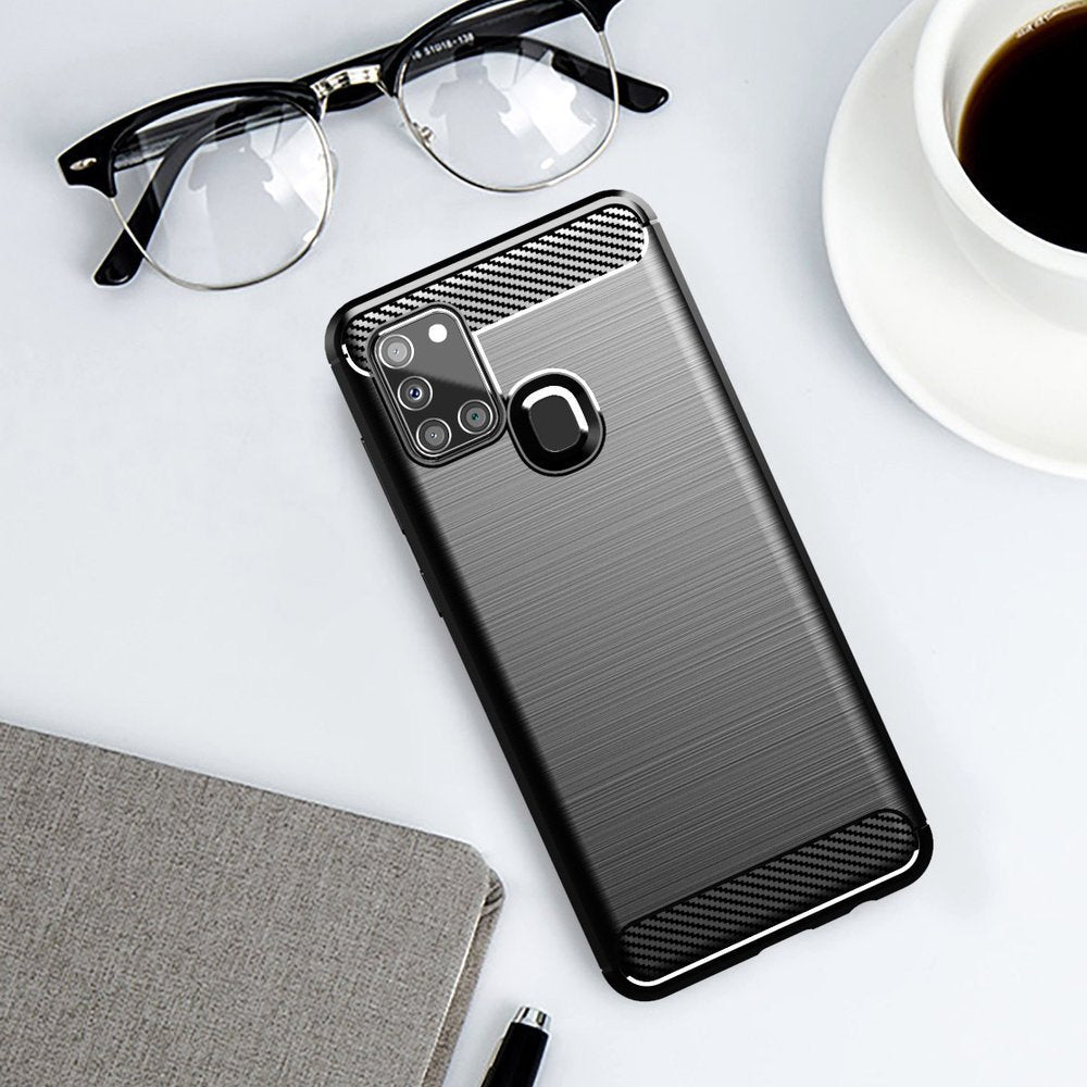 Husa pentru Samsung Galaxy A21s A217, Techsuit, Carbon, Neagra