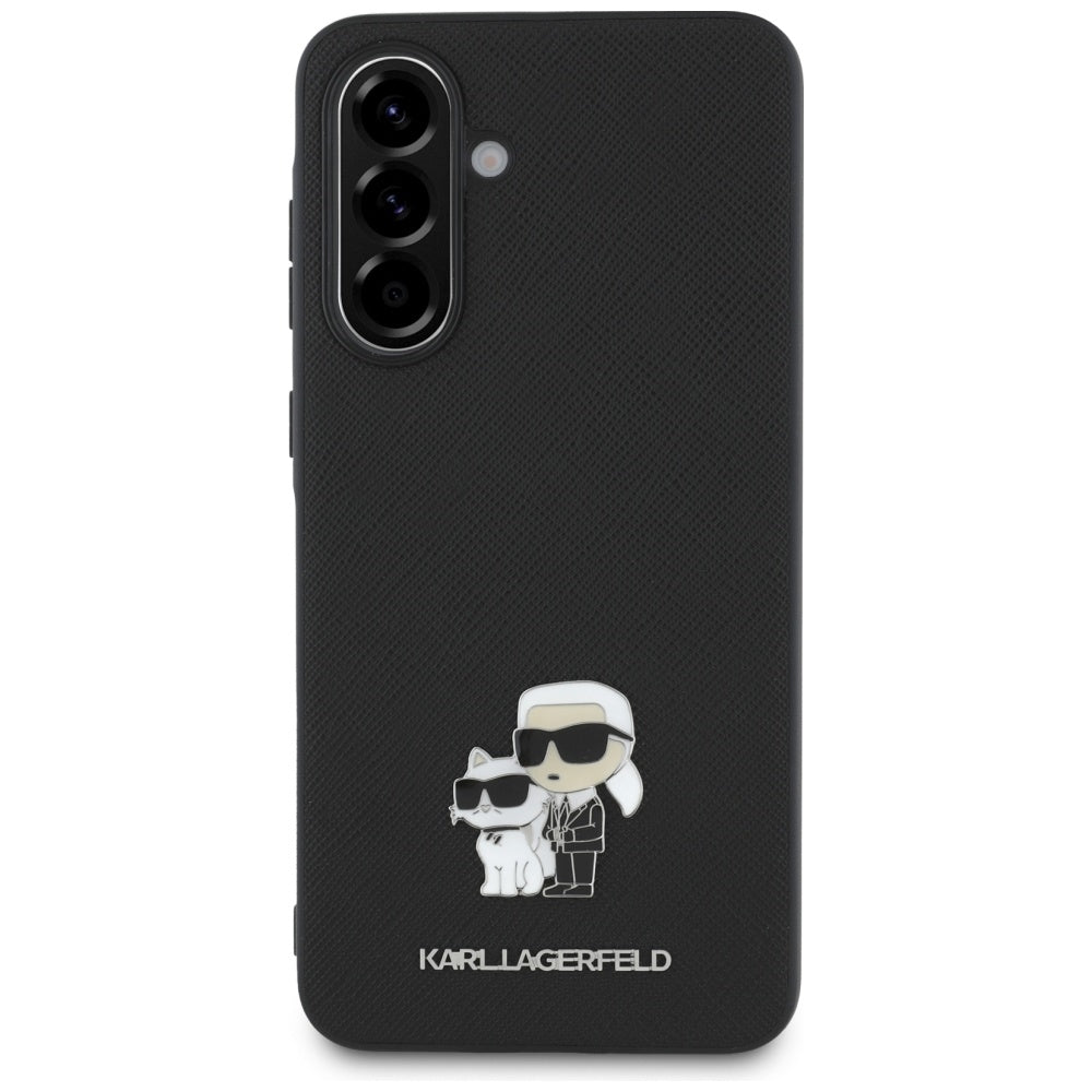 Husa pentru Samsung Galaxy A36 A366, Karl Lagerfeld, Saffiano Karl & Choupette Metal, Neagra