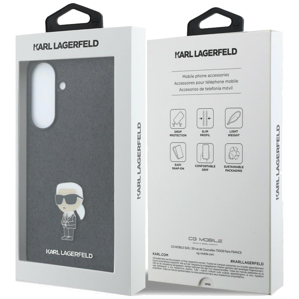 Husa pentru Samsung Galaxy A37 5G, Karl Lagerfeld, Glitter Fixed Ikonik Karl, Neagra