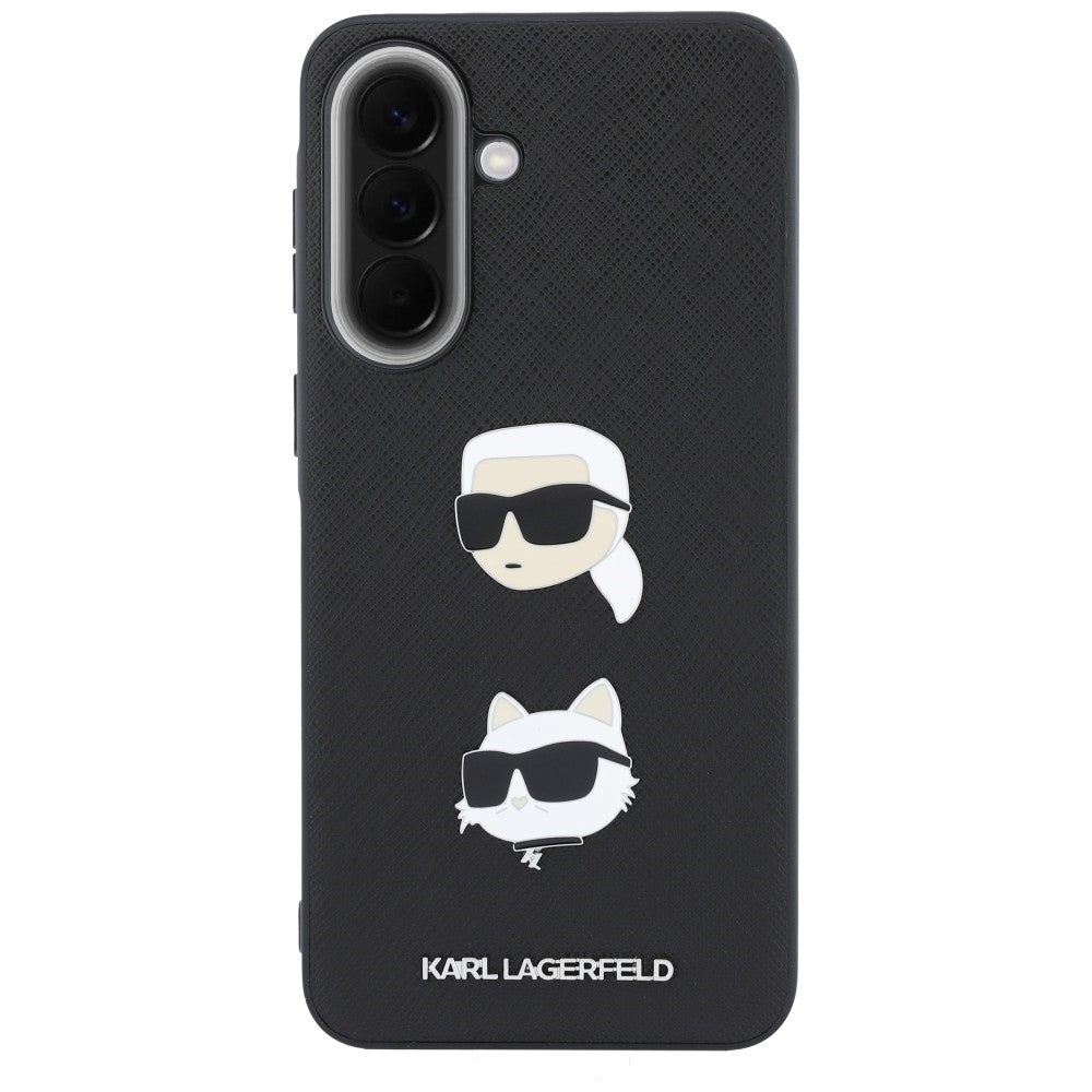 Husa pentru Samsung Galaxy A37 5G, Karl Lagerfeld, Grained Karl & Choupette's Heads Pins and Logo, Neagra