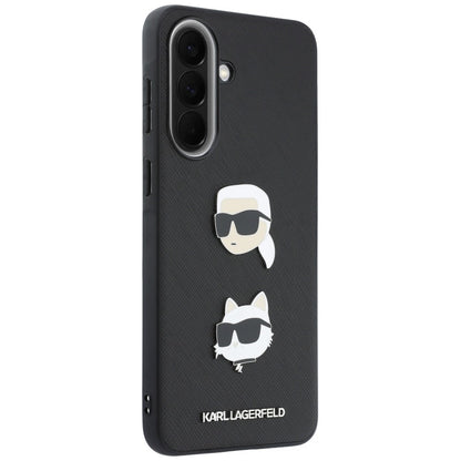 Husa pentru Samsung Galaxy A37 5G, Karl Lagerfeld, Grained Karl & Choupette's Heads Pins and Logo, Neagra