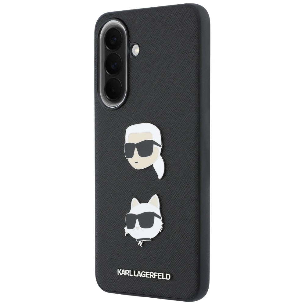 Husa pentru Samsung Galaxy A37 5G, Karl Lagerfeld, Grained Karl & Choupette's Heads Pins and Logo, Neagra