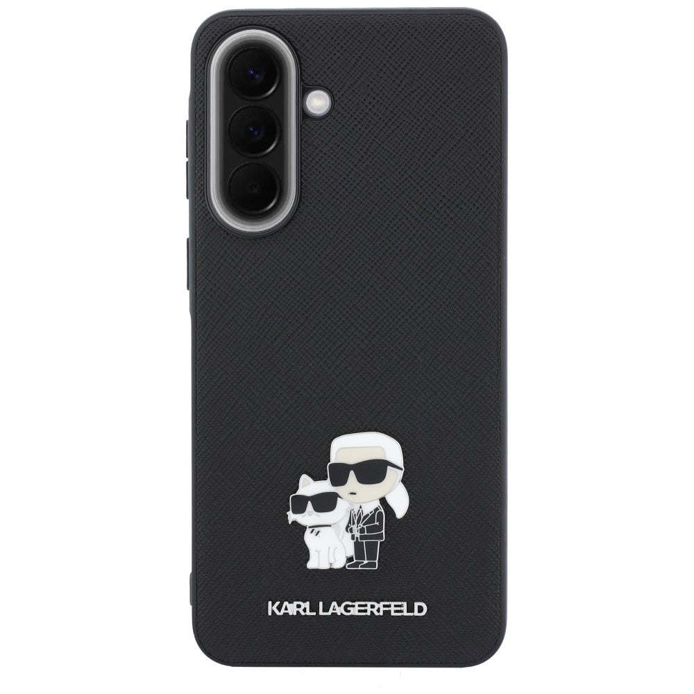 Husa pentru Samsung Galaxy A37 5G, Karl Lagerfeld, Saffiano Karl & Choupette Metal, Neagra