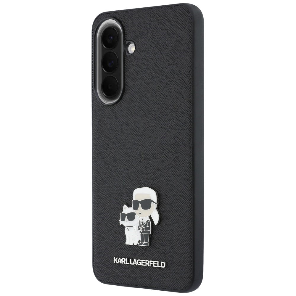 Husa pentru Samsung Galaxy A37 5G, Karl Lagerfeld, Saffiano Karl & Choupette Metal, Neagra