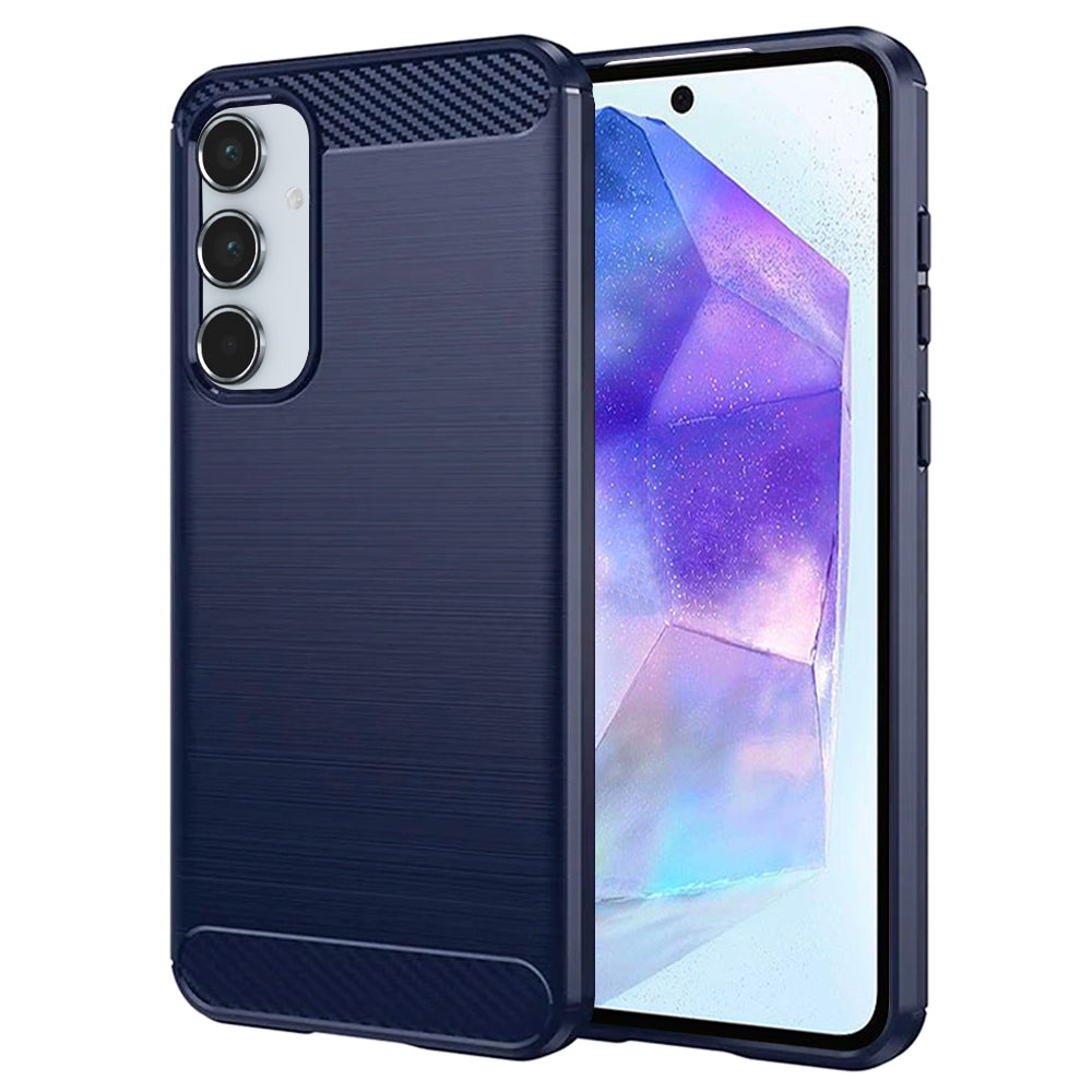 Husa pentru Samsung Galaxy A55 5G A556, Techsuit, Carbon, Albastra