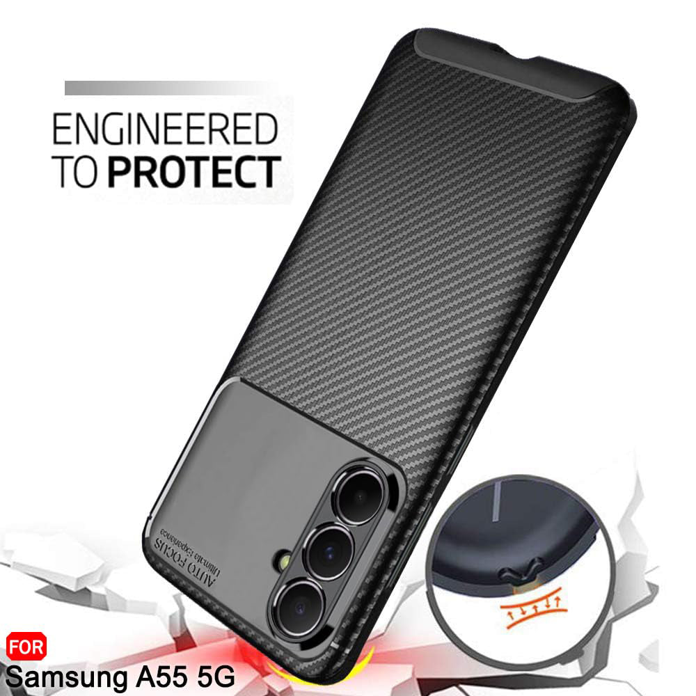 Husa pentru Samsung Galaxy A55 5G A556, Techsuit, CarbonFiber, Neagra