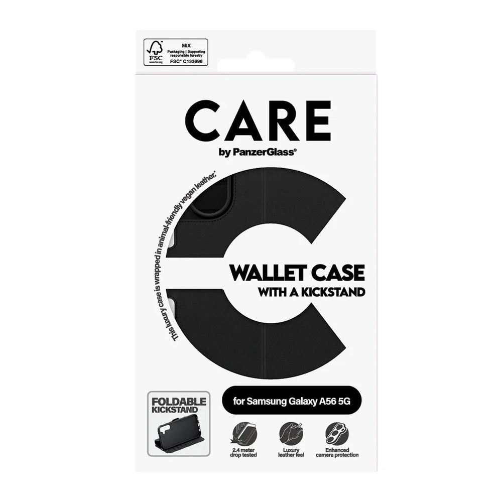 Husa pentru Samsung Galaxy A56 A566, PanzerGlass, Care Feature Kickstand Wallet, Neagra